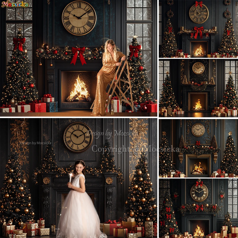 Retro Black Fireplace Background Photography Gold Christmas Tree Wreath Gift Room Backdrop Winter Kids Birthday Photo Studio
Retro Black Fireplace Background Photography Gold Christmas Tree Wreath Gift Room Backdrop Winter Kids Birthday Photo Studio
