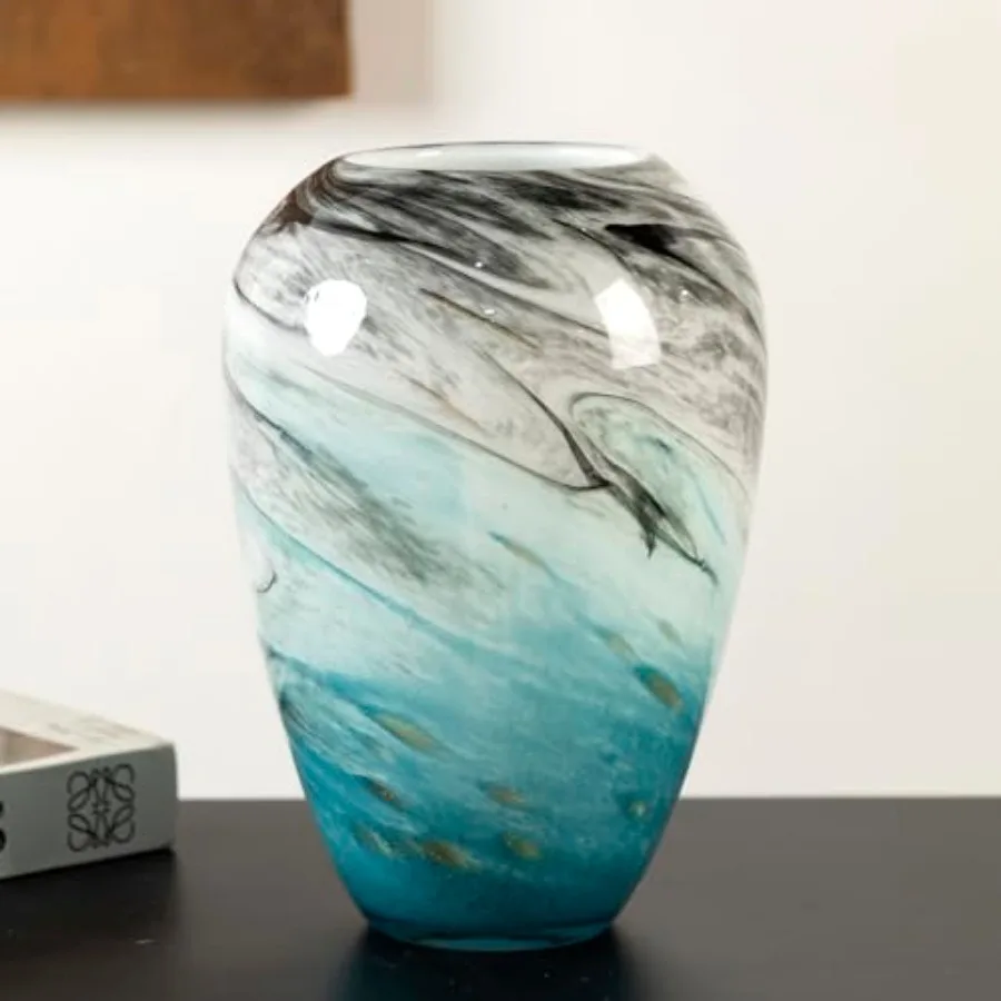 11" H Glass s for Flowers, Unique Hand Blown Glass Vase Blue Home Decor, Wide Mouth Colorful Flower Vase Centerpieces, for Livi
11" H Glass s for Flowers, Unique Hand Blown Glass Vase Blue Home Decor, Wide Mouth Colorful Flower Vase Centerpieces, for Livi