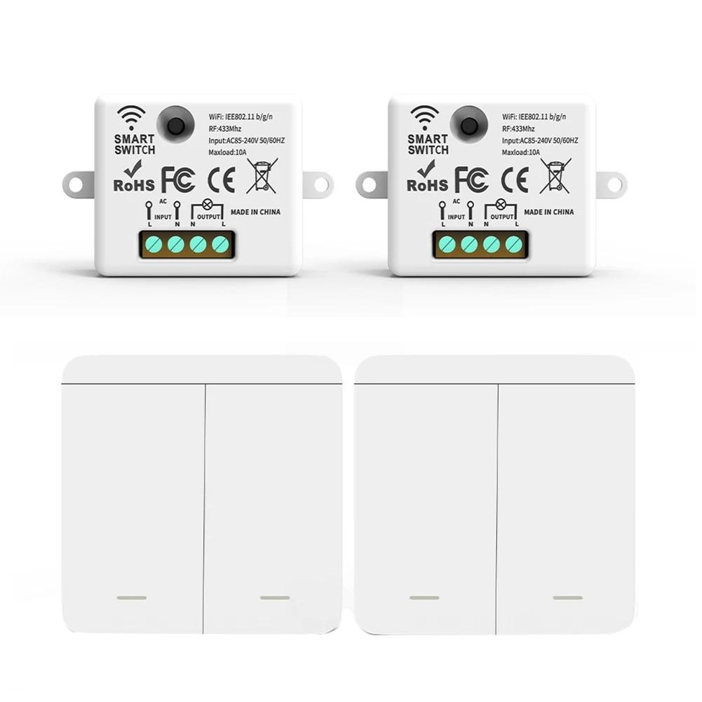 2PCS Wireless Light Wall Switch RF 433Mhz Relay Receiver with 2x 2Gang Panel Switch LED Remote Control for LED Lamp
2PCS Wireless Light Wall Switch RF 433Mhz Relay Receiver with 2x 2Gang Panel Switch LED Remote Control for LED Lamp