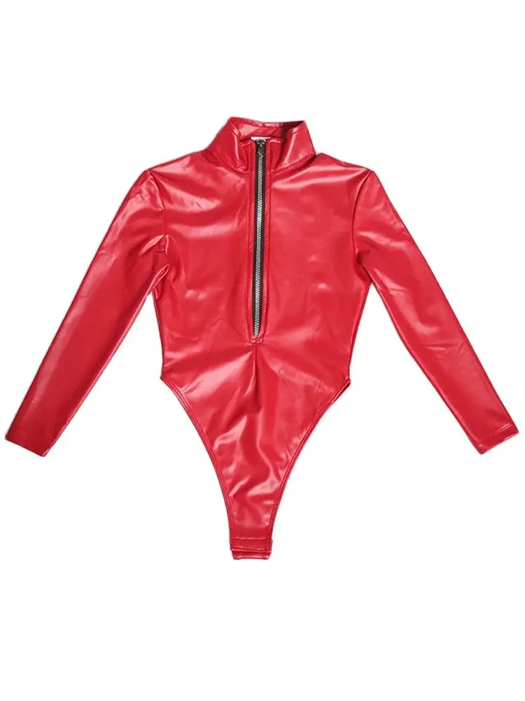 Faux Latex Catsuit Elastic PU Leather Long Sleeve Open Crotch Bodysuit Tight Sexy Body Teddies Leotard Unitard Swimsuit Swimwear
Faux Latex Catsuit Elastic PU Leather Long Sleeve Open Crotch Bodysuit Tight Sexy Body Teddies Leotard Unitard Swimsuit Swimwear