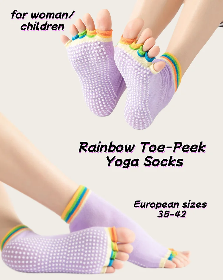 European sizes 36-43, 1 Pair of Split-Toe Open-Toe Rainbow Yoga Socks with Dotted Soles for Women and Children
European sizes 36-43, 1 Pair of Split-Toe Open-Toe Rainbow Yoga Socks with Dotted Soles for Women and Children