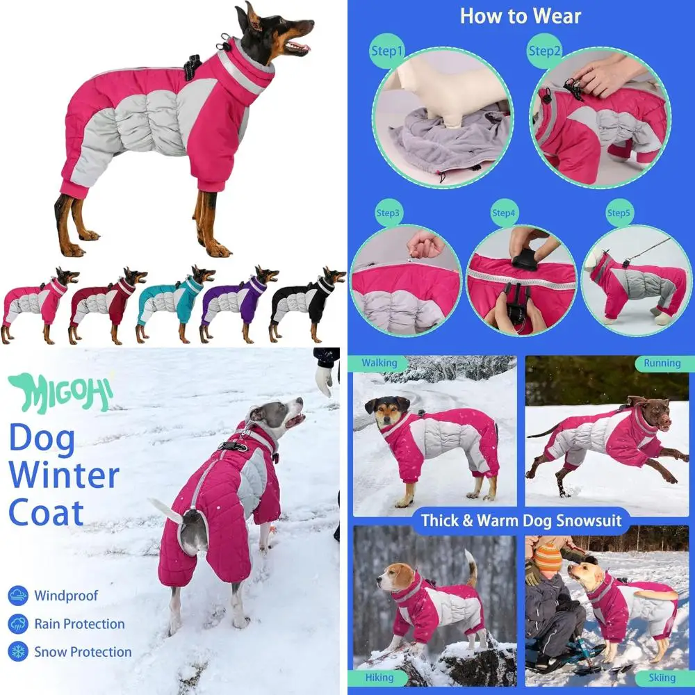 Reflective Large Dog Winter Coat with Harness, Fleece Jacket, 4-Leg Windproof Snowsuit, 3XL
Reflective Large Dog Winter Coat with Harness, Fleece Jacket, 4-Leg Windproof Snowsuit, 3XL