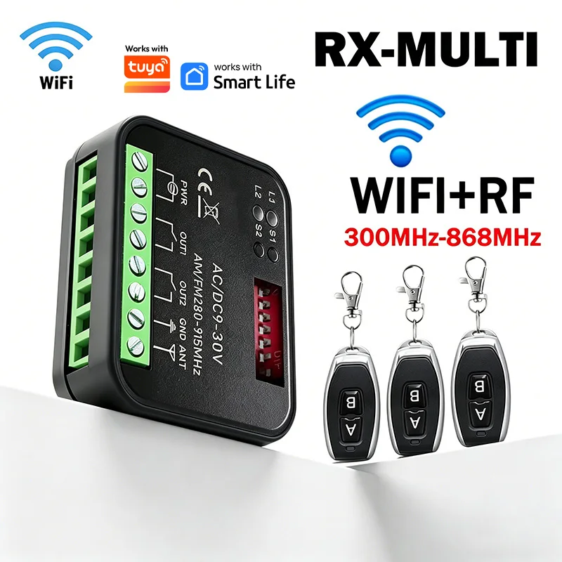 Universal RX MULTI Work With Tuya Wifi Smart Switch Module 2CH 300-868MHz Controller Garage / Gate Remote Control Receiver
Universal RX MULTI Work With Tuya Wifi Smart Switch Module 2CH 300-868MHz Controller Garage / Gate Remote Control Receiver