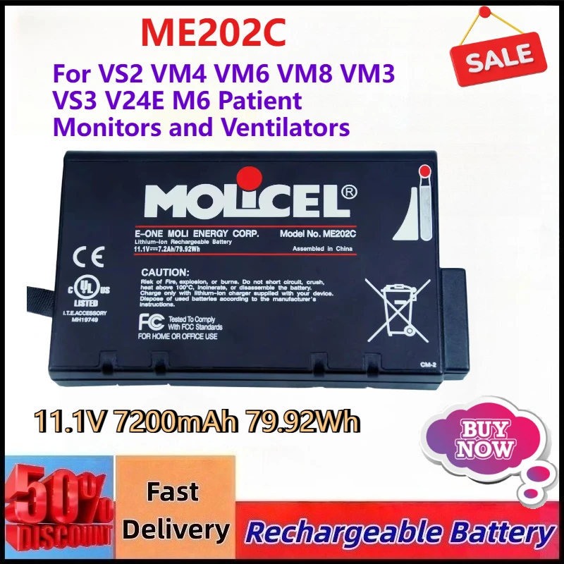 11.1V 7200mAh 79.92Wh ME202C Rechargeable Battery for VS2 VM4 VM6 VM8 VM3 VS3 V24E M6 Patient Monitors and Ventilators
11.1V 7200mAh 79.92Wh ME202C Rechargeable Battery for VS2 VM4 VM6 VM8 VM3 VS3 V24E M6 Patient Monitors and Ventilators