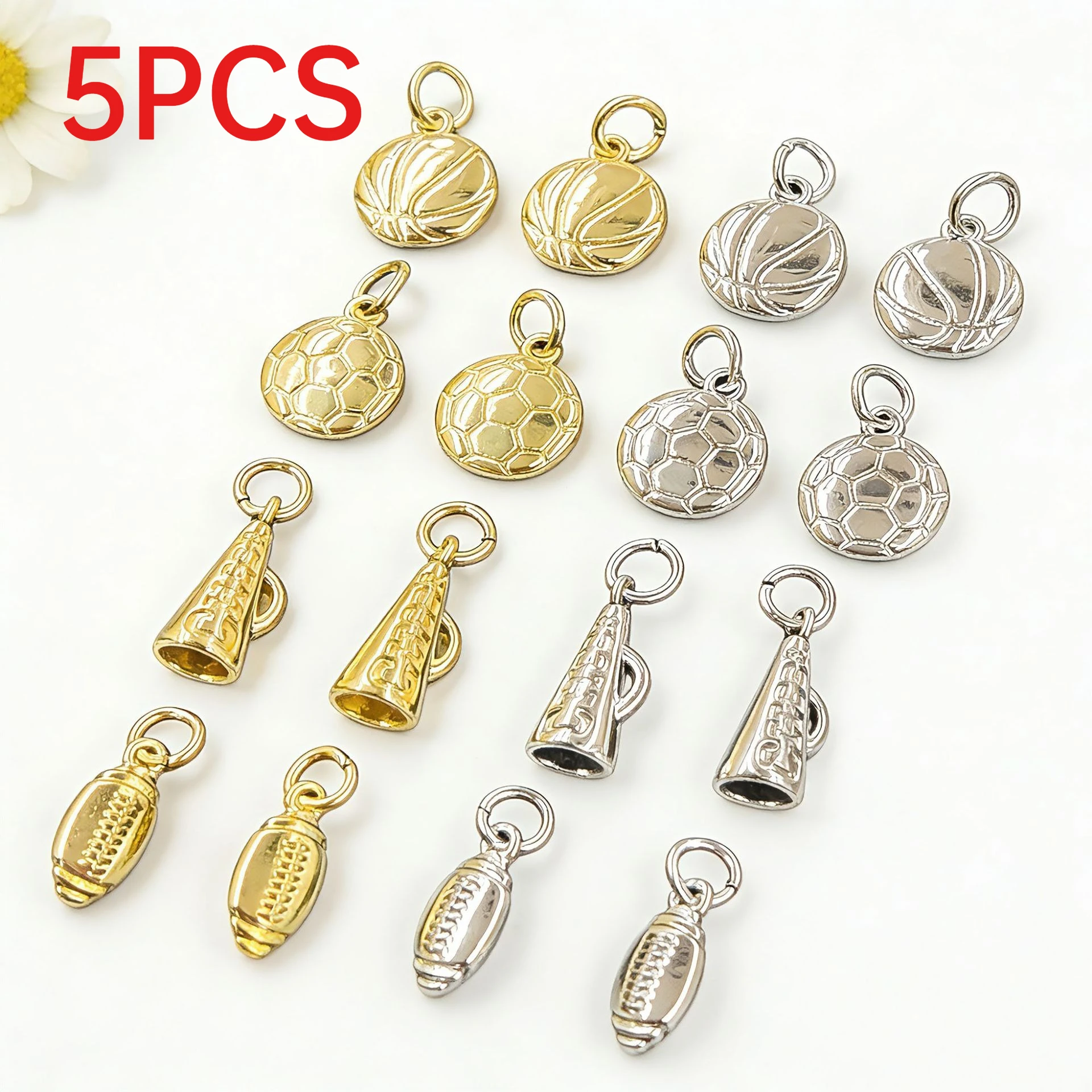 5Pcs Sports Series Charms Football Basketball Rugby Horn Pendants DIY Jewelry Accessories For Necklace Bracelet Earrings Making
5Pcs Sports Series Charms Football Basketball Rugby Horn Pendants DIY Jewelry Accessories For Necklace Bracelet Earrings Making