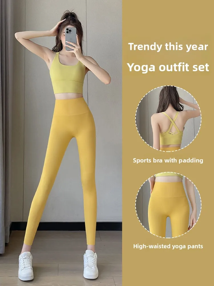 Yellow Yoga Sportswear Set Women's New 2026 High-End Pilates Training Profional Fitn Vest High-Waisted Long Pants
Yellow Yoga Sportswear Set Women's New 2026 High-End Pilates Training Profional Fitn Vest High-Waisted Long Pants