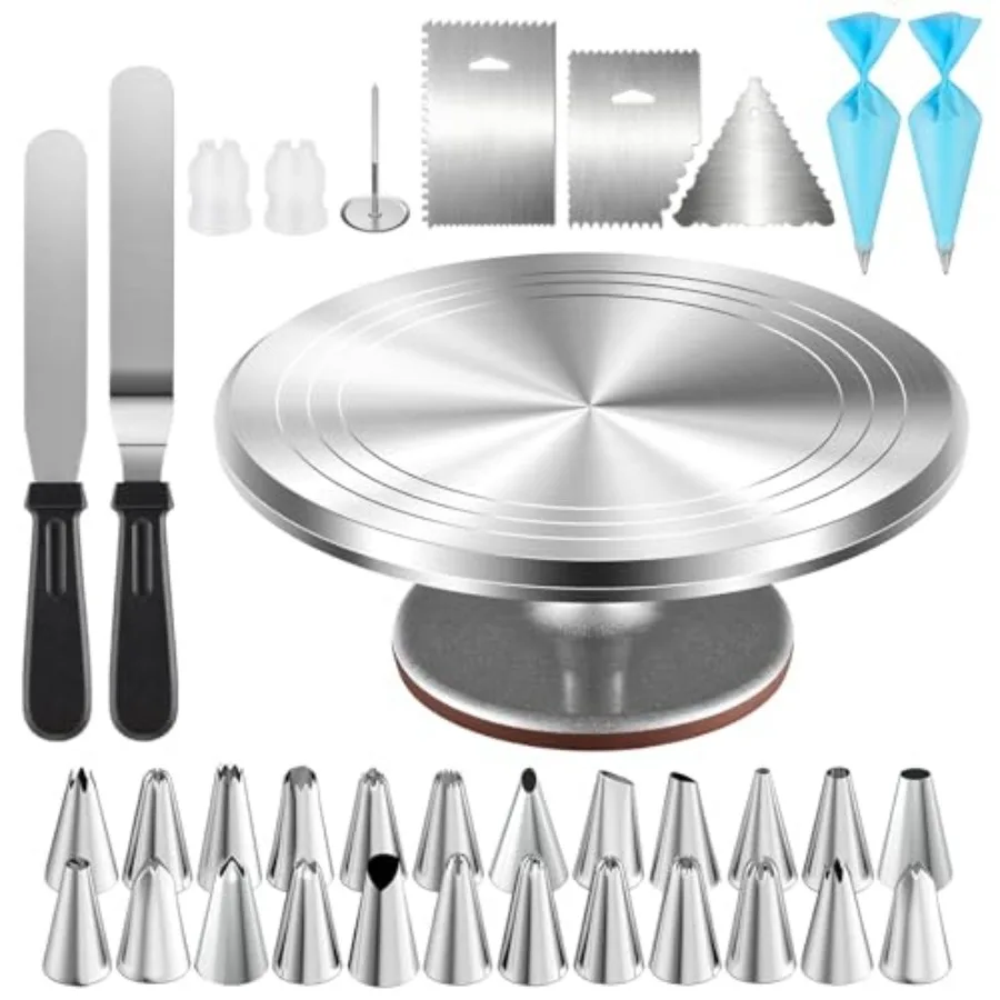 Cake Decoratg Kit 35 Pieces - 24 Pipg Tips Set with ch Turntable, Reusable Pastry Bag, Icing Spatula, Scraper, Couplers - Bakin
Cake Decoratg Kit 35 Pieces - 24 Pipg Tips Set with ch Turntable, Reusable Pastry Bag, Icing Spatula, Scraper, Couplers - Bakin
