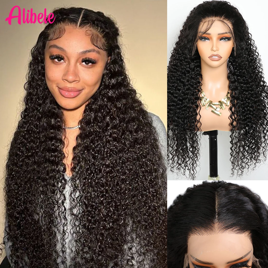 ALIBELE Transparent Lace Frontal 13x4 Curly Lace Front Wig 12A Virgin Hair Pre Plucked Human Hair Wig Natural Black 
ALIBELE Transparent Lace Frontal 13x4 Curly Lace Front Wig 12A Virgin Hair Pre Plucked Human Hair Wig Natural Black