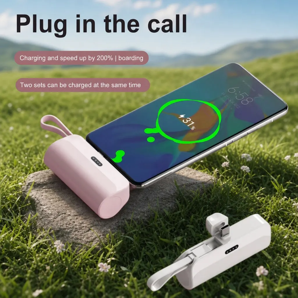 5000mAh Cute Mini Power Bank USB-C Fast Charger Capsule Portable Emergency Backup with Lanyard
5000mAh Cute Mini Power Bank USB-C Fast Charger Capsule Portable Emergency Backup with Lanyard