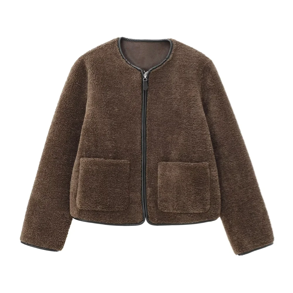 BM&MD&ZA2024 autumn new women's clothing style simple and slim fit warm fleece splicing round neck long sleeved jacket
BM&MD&ZA2024 autumn new women's clothing style simple and slim fit warm fleece splicing round neck long sleeved jacket