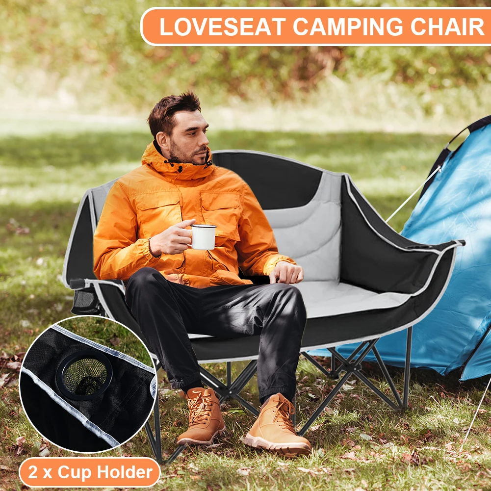 Double Camping Chair 2 Person Bench Chair with Cup Holder and Carry Bag Folding Loveseat Chair Padded Lawn Chairs for Adults
Double Camping Chair 2 Person Bench Chair with Cup Holder and Carry Bag Folding Loveseat Chair Padded Lawn Chairs for Adults