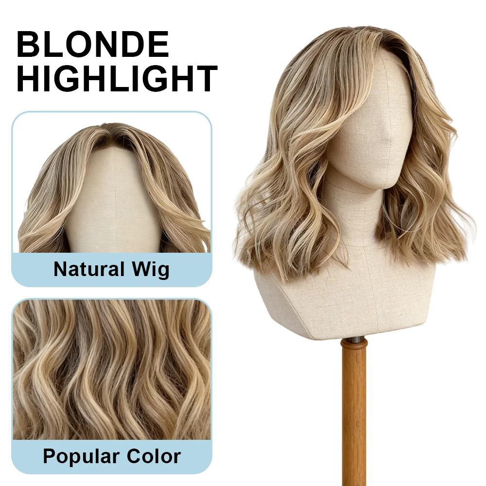 Rooted Blonde Brown Lace Front Wig Beach Waves Heat Safe Synthetic 13x4 Short Bob Wig for Women Lady Glueless Top Grade Wigs
Rooted Blonde Brown Lace Front Wig Beach Waves Heat Safe Synthetic 13x4 Short Bob Wig for Women Lady Glueless Top Grade Wigs