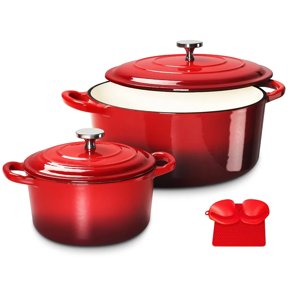 KUTIME | 2pcs Enameled Cast Iron Dutch Oven Set - 6qt & 1.5qt Dutch Oven Pot with Lid - Oven Safe for Braising
KUTIME | 2pcs Enameled Cast Iron Dutch Oven Set - 6qt & 1.5qt Dutch Oven Pot with Lid - Oven Safe for Braising