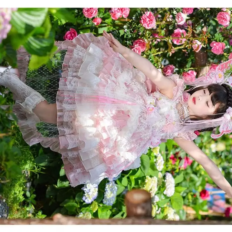 Girl Suspender Lolita Flower Mesh Dress Girl Sweet Princess Dress Summer New Tutu Skirt Children Fashion Sweet Dress T-Shirt
Girl Suspender Lolita Flower Mesh Dress Girl Sweet Princess Dress Summer New Tutu Skirt Children Fashion Sweet Dress T-Shirt