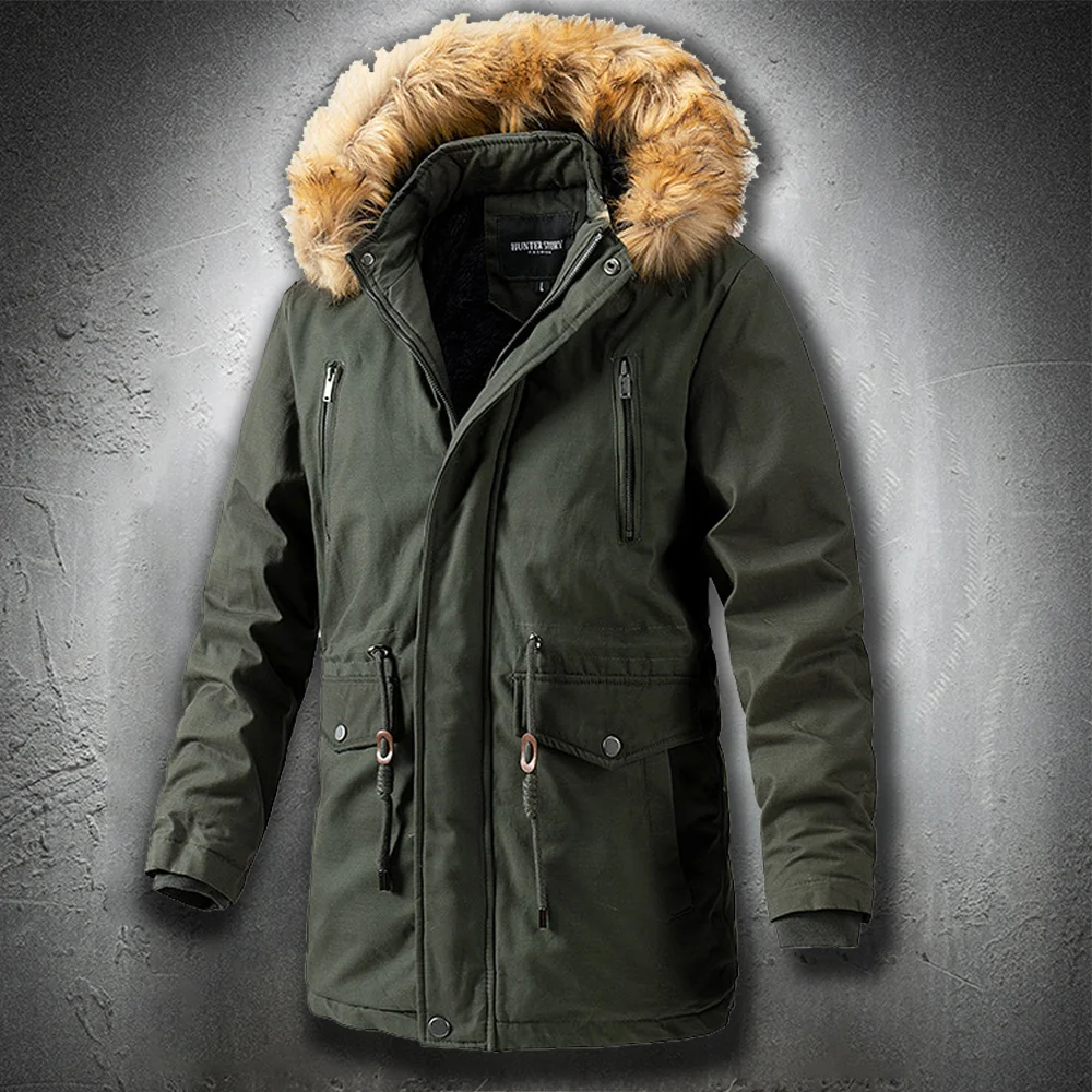 Winter 2023 Military with Fur Collar Men Parka Thicken Fleece Lined Outdoor Work Jacket Hooded Cotton Coats Oversized
Winter 2023 Military with Fur Collar Men Parka Thicken Fleece Lined Outdoor Work Jacket Hooded Cotton Coats Oversized