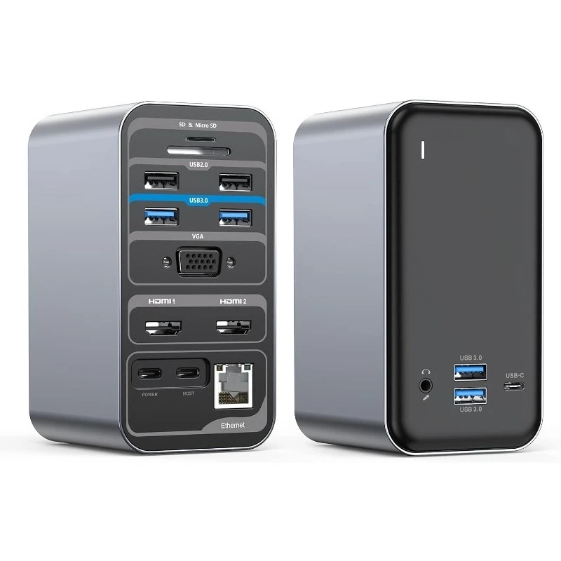 Док-станция для ноутбука USB C, двойной монитор, док-станция USB C 15 в 1 с двумя HDMI, источник питания 65 Вт, VGA, 4xUSB 3.0, 2xUSB 2
Док-станция для ноутбука USB C, двойной монитор, док-станция USB C 15 в 1 с двумя HDMI, источник питания 65 Вт, VGA, 4xUSB 3.0, 2xUSB 2