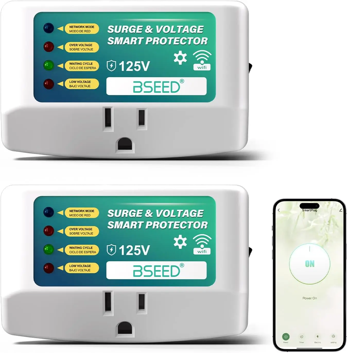Smart WiFi Plug, Surge Protector with Energy Monitoring, APP Control, 125V/1875W, FCC, 2 Pack
Smart WiFi Plug, Surge Protector with Energy Monitoring, APP Control, 125V/1875W, FCC, 2 Pack