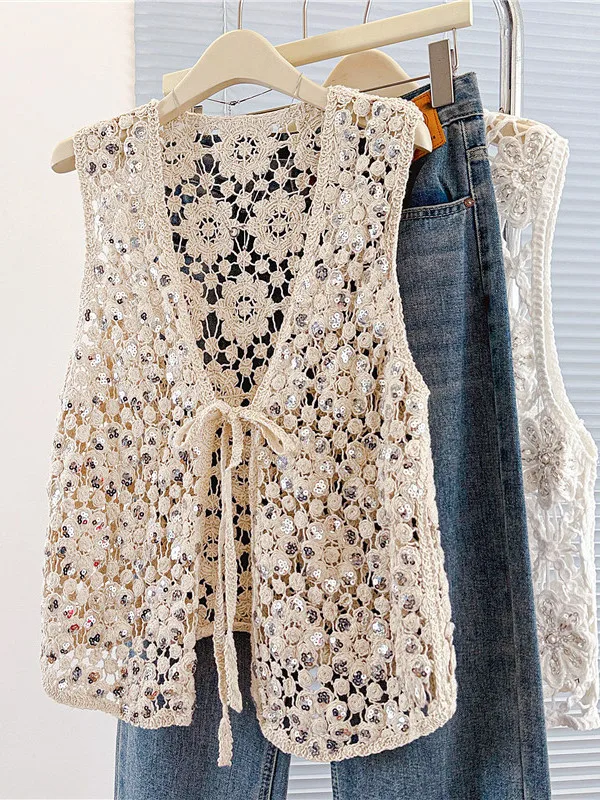 Bohemian Style Hollow out Embroidered Sequin Women's Vest Summer New Slimming Lazy Layering Top Cotton Linen Blend Breathable
Bohemian Style Hollow out Embroidered Sequin Women's Vest Summer New Slimming Lazy Layering Top Cotton Linen Blend Breathable