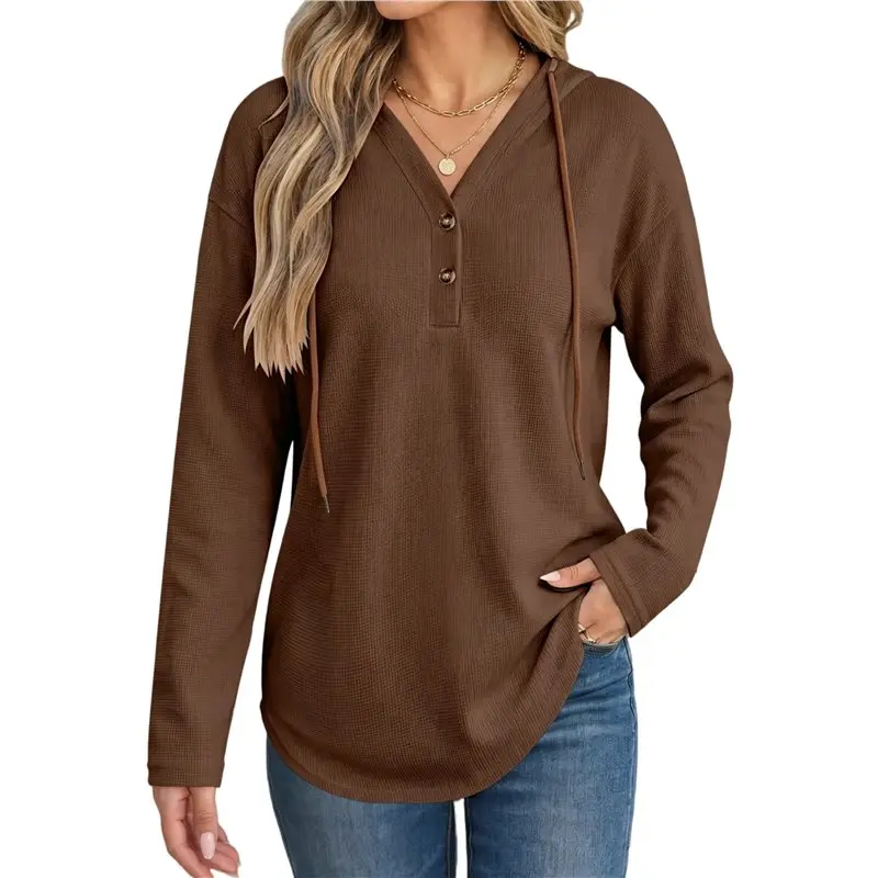 NEW-Women's Waffle Knit Half Button V Neck Button Sweatshirt Drawstring Hooded Loose Long Sleeve Top
NEW-Women's Waffle Knit Half Button V Neck Button Sweatshirt Drawstring Hooded Loose Long Sleeve Top