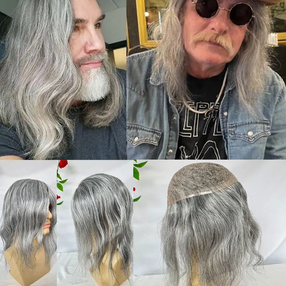French Full Lace Men's Toupee 8x10Inc Hairpiece 12inch Long Human Hair 1B Mixed 80% Grey Synthetic Hair Replacement for Men
French Full Lace Men's Toupee 8x10Inc Hairpiece 12inch Long Human Hair 1B Mixed 80% Grey Synthetic Hair Replacement for Men