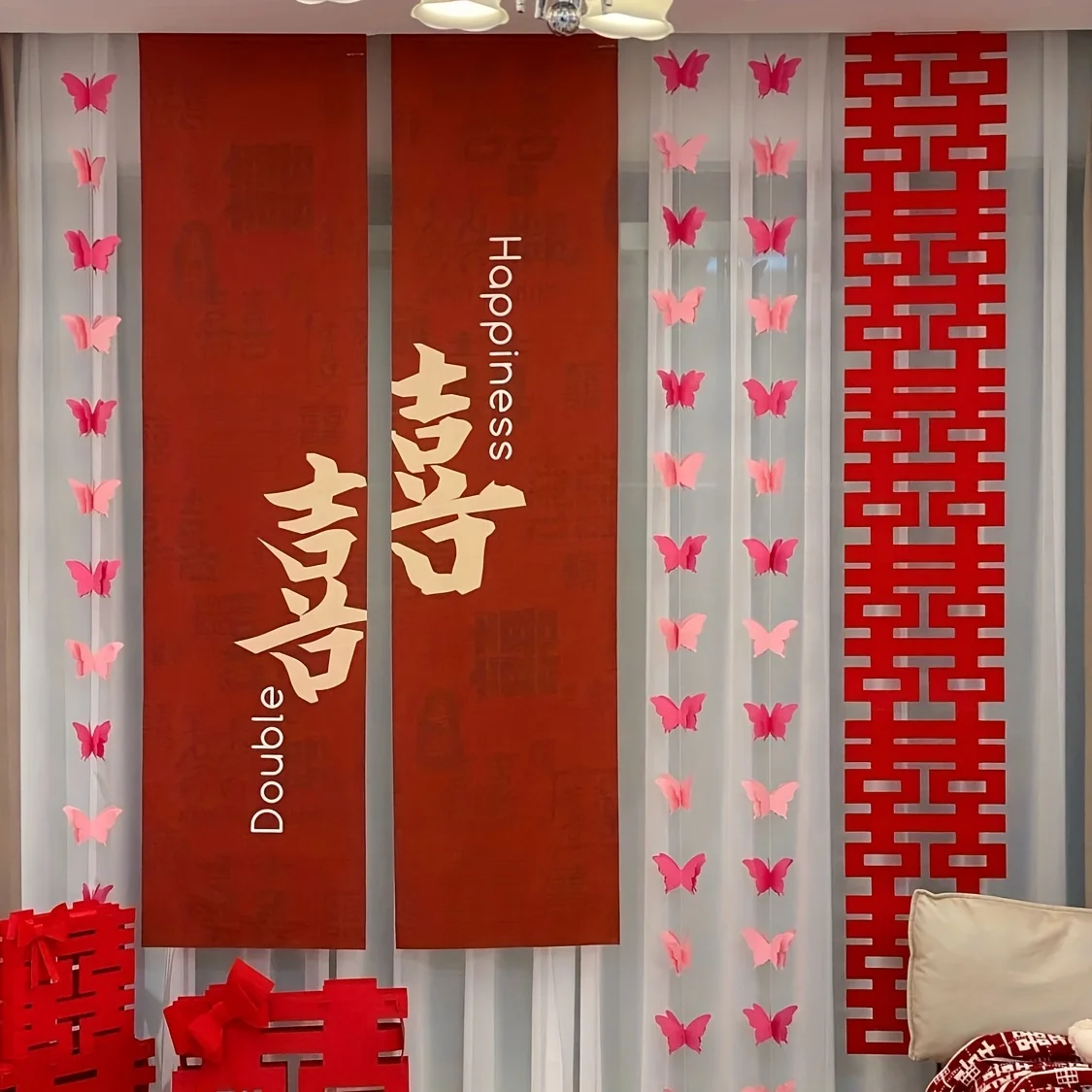 6pcs Set of Wedding Hanging Cloth, Chinese Wedding Banner for Festive Long Hanging Decorations for Courtyard Background
6pcs Set of Wedding Hanging Cloth, Chinese Wedding Banner for Festive Long Hanging Decorations for Courtyard Background
