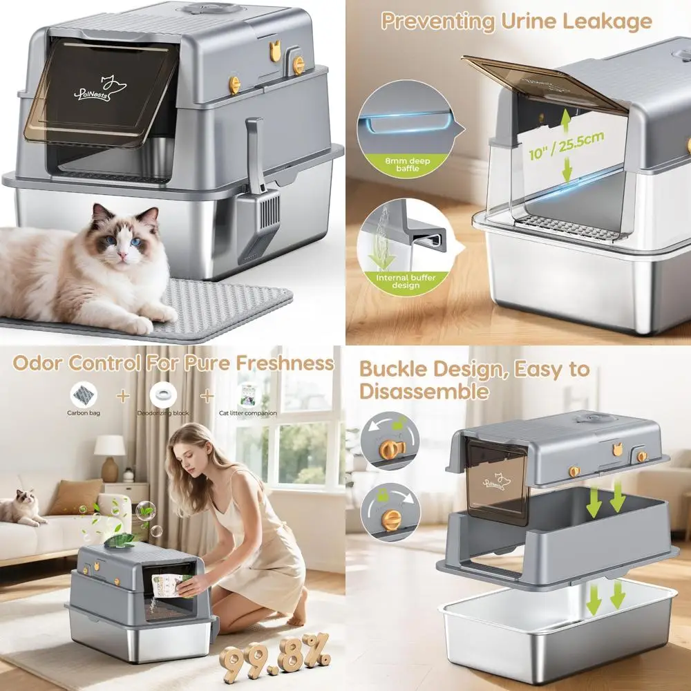 Очень большой закрытый металлический ящик для кошачьего туалета с крышкой — нержавеющая сталь, контроль запаха, идеально подходит для больших кошек и котят
Очень большой закрытый металлический ящик для кошачьего туалета с крышкой — нержавеющая сталь, контроль запаха, идеально подходит для больших кошек и котят