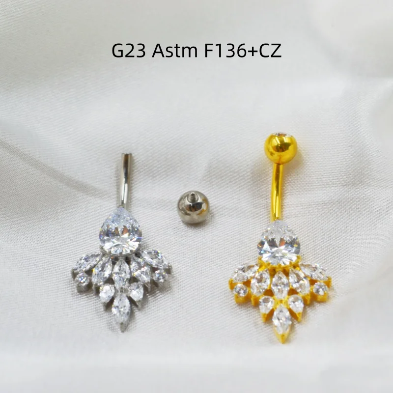 Wholesal 10PCS Body Jewelry-G23 Titanium Astm F136 CZ Navel Belly Button Body Piercing 14G Navel Curve Barbells Belly Rings
Wholesal 10PCS Body Jewelry-G23 Titanium Astm F136 CZ Navel Belly Button Body Piercing 14G Navel Curve Barbells Belly Rings