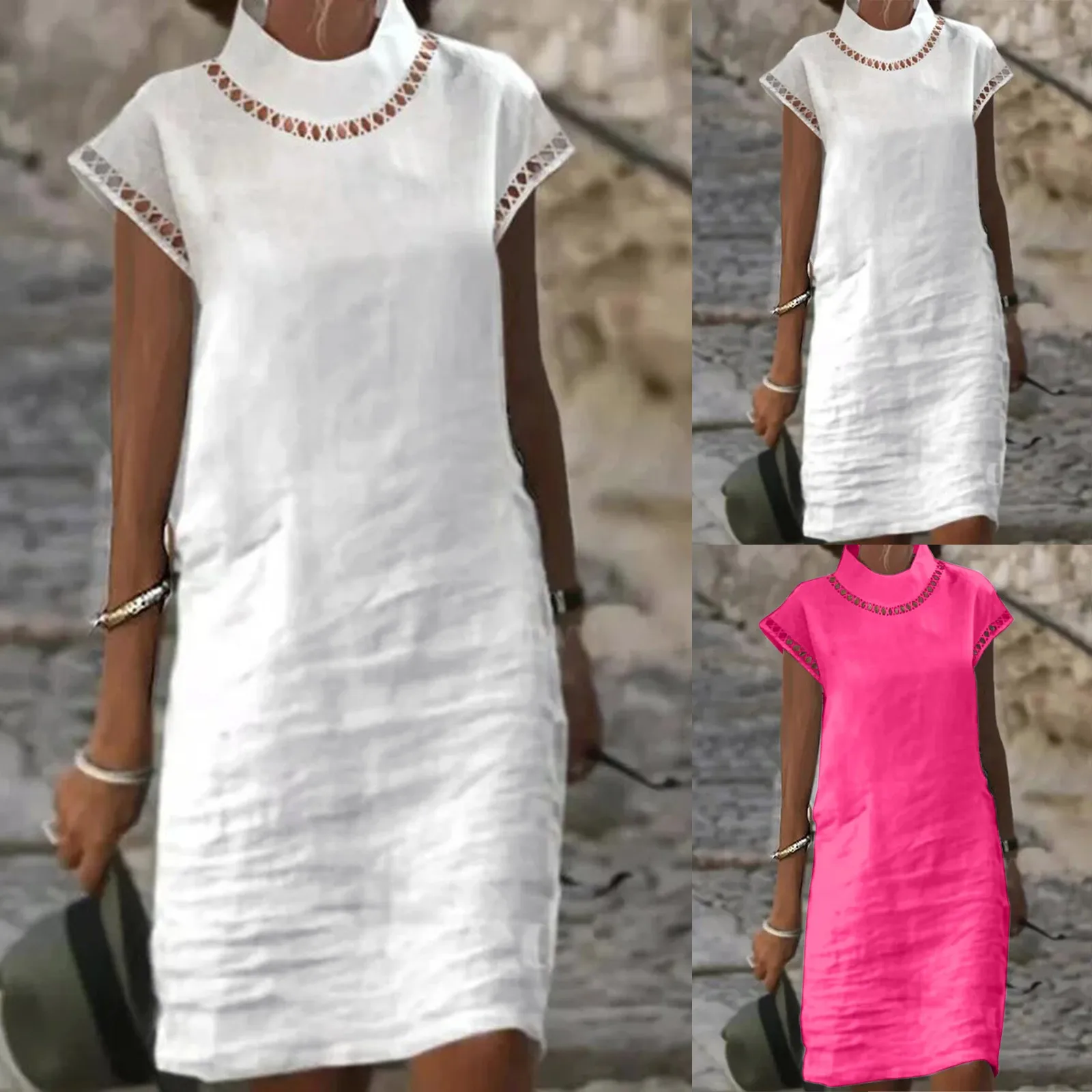 Boho Sundress For Women Summer Dress Short Sleeve Lace V Neck Casual Dress Dress Boho Beach Elegant Shirt dresses Loose
Boho Sundress For Women Summer Dress Short Sleeve Lace V Neck Casual Dress Dress Boho Beach Elegant Shirt dresses Loose