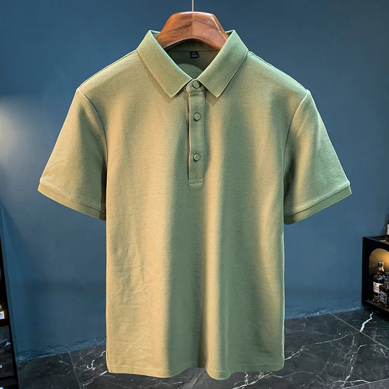 High end men's lapel short sleeved T-shirt new 2025 summer half sleeved polo shirt solid color mesh breathable top
High end men's lapel short sleeved T-shirt new 2025 summer half sleeved polo shirt solid color mesh breathable top