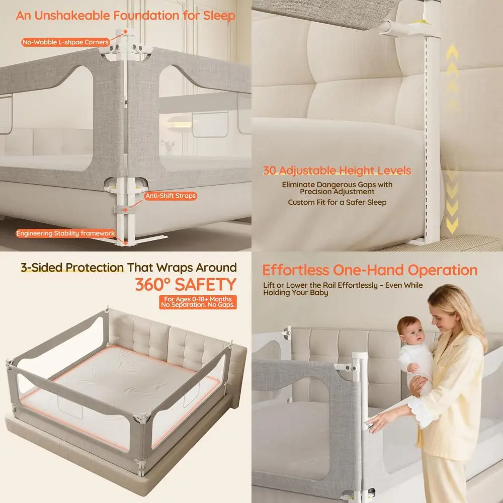 3-Sided Adjustable Queen Toddler Bed Rail Guard with Safety Lock for Infants and Children (78.7x78.7x59)
3-Sided Adjustable Queen Toddler Bed Rail Guard with Safety Lock for Infants and Children (78.7x78.7x59)
