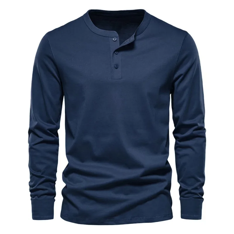 Spring and Autumn Clothing Men's Long Sleeve T-Shirt Men's Bottom Shirt Casual Fashion Versatile Henry Shirt
Spring and Autumn Clothing Men's Long Sleeve T-Shirt Men's Bottom Shirt Casual Fashion Versatile Henry Shirt