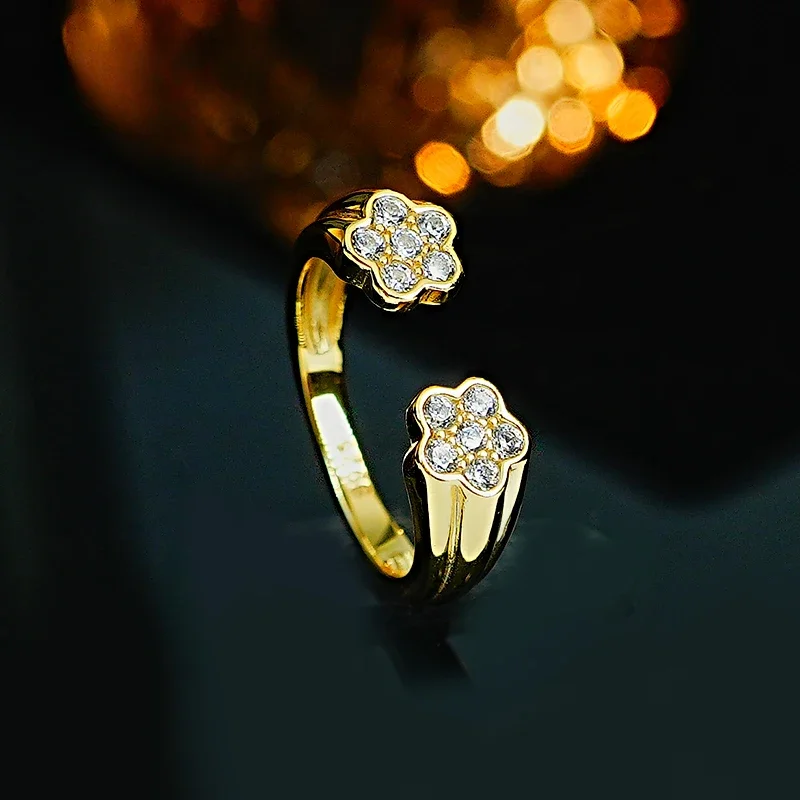 New 925 Gold-plated Flower Opening Light Luxury Ring Set, High Carbon Diamond Versatile and Elegant for Women
New 925 Gold-plated Flower Opening Light Luxury Ring Set, High Carbon Diamond Versatile and Elegant for Women