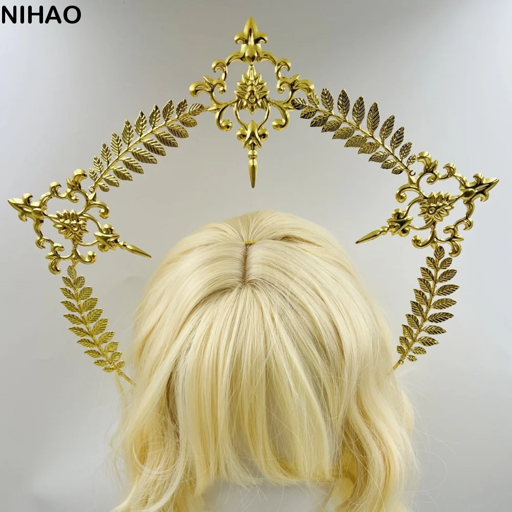 Gold Plated Halo Crown Vintage Wheat Ear Leaf Baroque Tiara Headband Baroque Exquisite Halloween Costume Photography Props
Gold Plated Halo Crown Vintage Wheat Ear Leaf Baroque Tiara Headband Baroque Exquisite Halloween Costume Photography Props