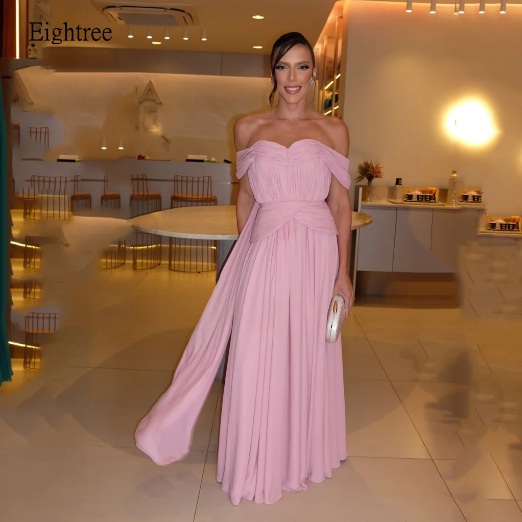 Eightree Pink Off The Shoulder A Line Prom Gowns Pleated Party Gown Floor Length Evening Dress vestido femenino Customized
Eightree Pink Off The Shoulder A Line Prom Gowns Pleated Party Gown Floor Length Evening Dress vestido femenino Customized