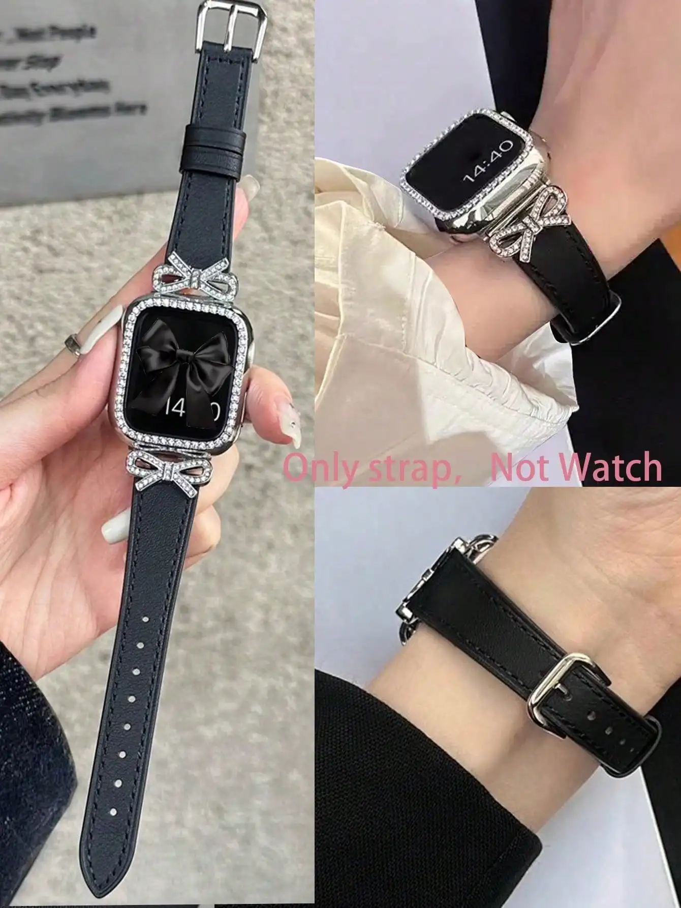 1 PC Compatible With Apple Watch Band Women's Compatible With Apple Watch Leather Strap Apricot Color, AppleWatch Smart Strap, Exquisite Colored Diamond Five-Pointed Star Metal Patch Leather Strap, Suitable For 38/40/41/42/44/45/46/49mm, Suitable For Appl
1 PC Compatible With Apple Watch Band Women's Compatible With Apple Watch Leather Strap Apricot Color, AppleWatch Smart Strap, Exquisite Colored Diamond Five-Pointed Star Metal Patch Leather Strap, Suitable For 38/40/41/42/44/45/46/49mm, Suitable For Appl
