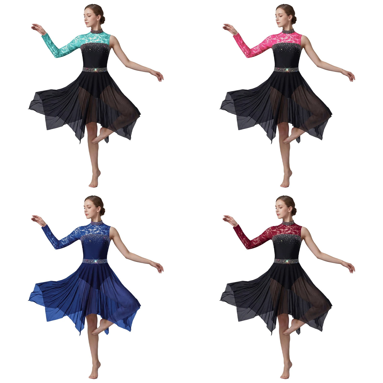 Women Modern Lyrical Dance Leotard Dress Floral Lace Rhinestones Sheer Mesh Dresses for Gymnastics Skating Ballroom Waltz
Women Modern Lyrical Dance Leotard Dress Floral Lace Rhinestones Sheer Mesh Dresses for Gymnastics Skating Ballroom Waltz