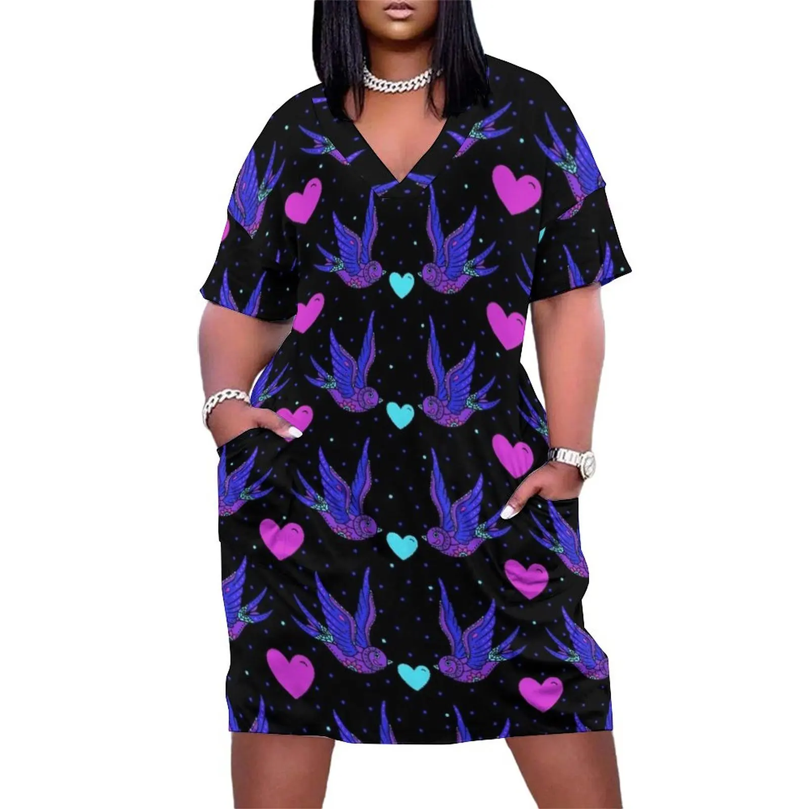 Day of the Dead Black, Pink and Purple Swallow Loose Pocket Dress evening dress ladies clothing women summer 2025 purple dress
Day of the Dead Black, Pink and Purple Swallow Loose Pocket Dress evening dress ladies clothing women summer 2025 purple dress
