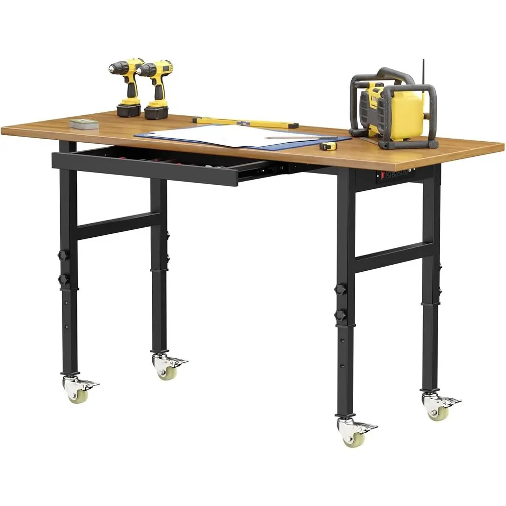 Adjustable Height Solid Wood Workbench with Lockable Wheels and Power Outlets, 3000 lbs Capacity for Workshop, Garage, Home, or
Adjustable Height Solid Wood Workbench with Lockable Wheels and Power Outlets, 3000 lbs Capacity for Workshop, Garage, Home, or