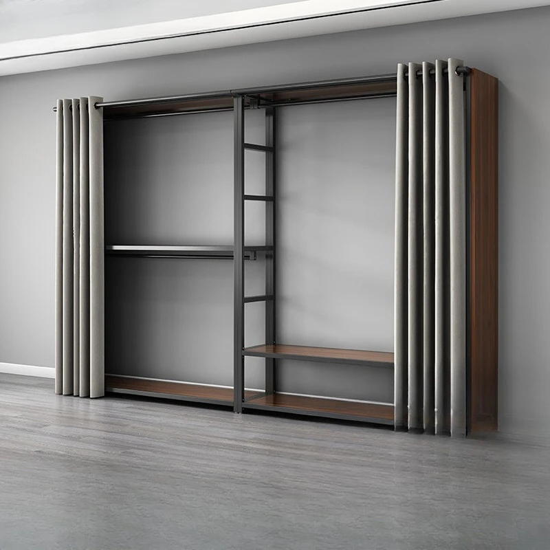self-made floor-to-ceiling combination, hanging clothes rack, open wrought iron wardrobe with curtain
self-made floor-to-ceiling combination, hanging clothes rack, open wrought iron wardrobe with curtain