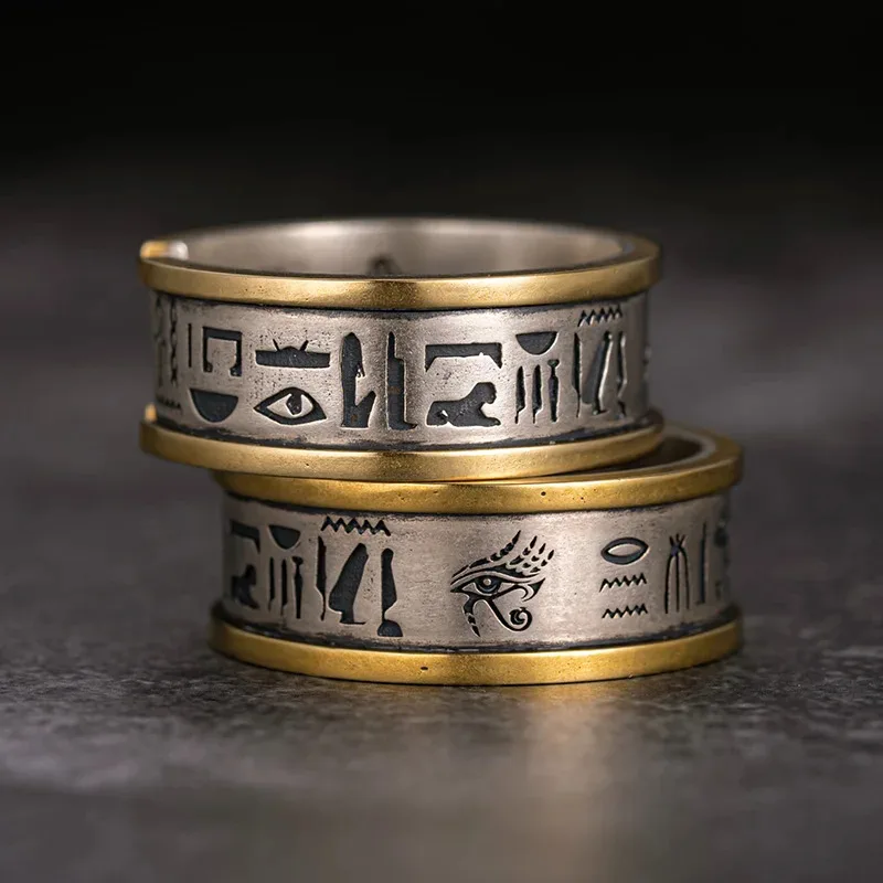 Egyptian Hieroglyphs Ring for Men Sterling Silver Ancient Egyptian Symbols Eye of Horus Design Pharaoh Style Statement Jewelry
Egyptian Hieroglyphs Ring for Men Sterling Silver Ancient Egyptian Symbols Eye of Horus Design Pharaoh Style Statement Jewelry
