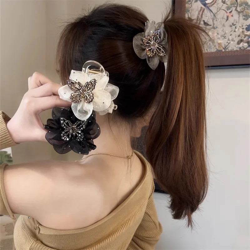 Mesh butterfly camellia grab clip temperament versatile age reducing shark clip ponytail ball head hairpin
Mesh butterfly camellia grab clip temperament versatile age reducing shark clip ponytail ball head hairpin