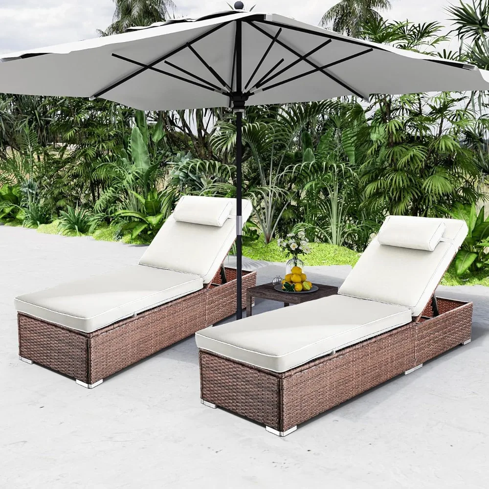 Outdoor PE Wicker Patio Lounge Chairs Set of 2, Outside Rattan Pool Lounge Chair with Cup Holder & Adjustable, Customized
Outdoor PE Wicker Patio Lounge Chairs Set of 2, Outside Rattan Pool Lounge Chair with Cup Holder & Adjustable, Customized