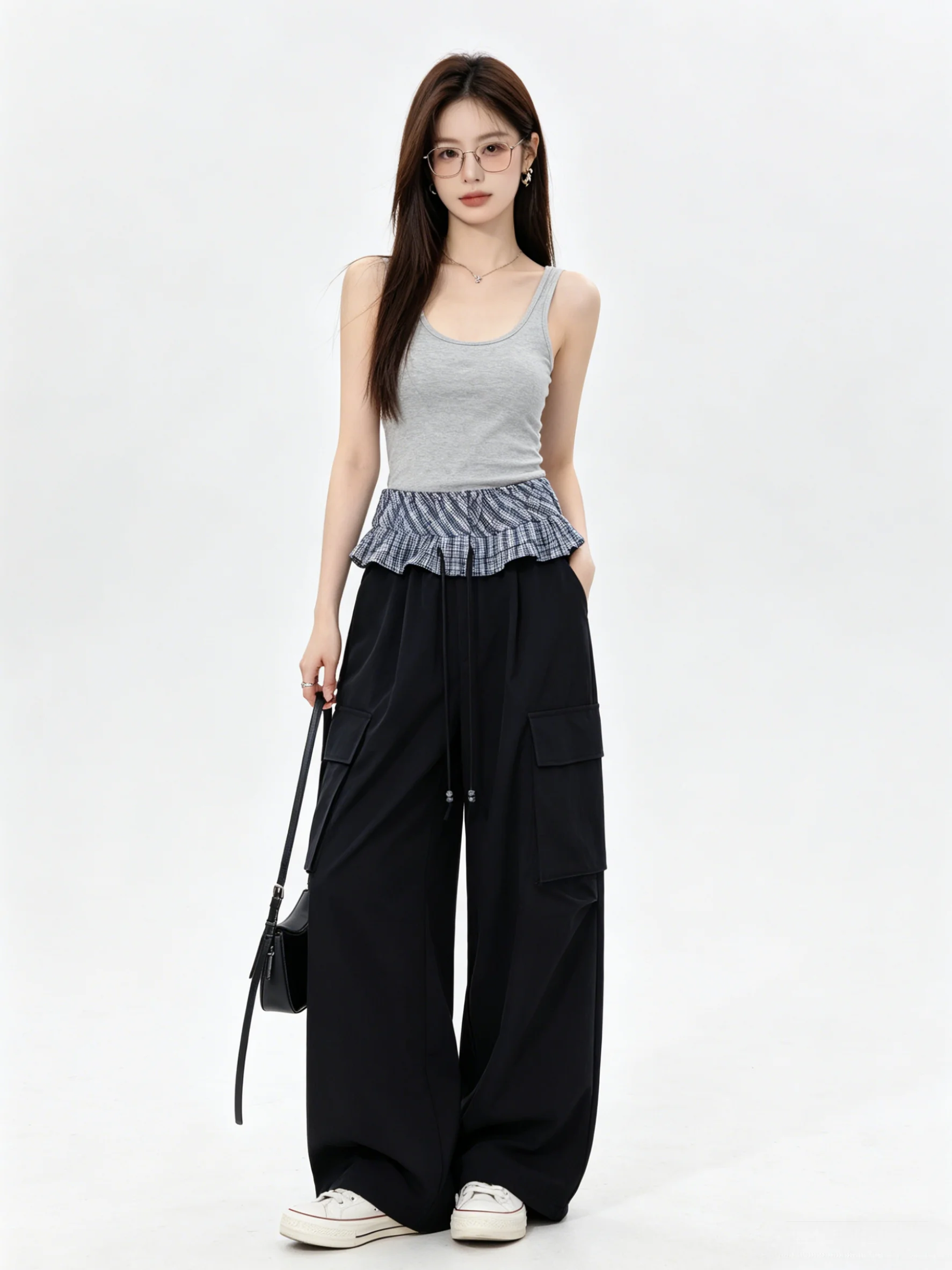 Retro American High Waist Wide Leg Pants Autumn Winter Plaid Splicing Breathable Skin-friendly Casual Trousers for Women
Retro American High Waist Wide Leg Pants Autumn Winter Plaid Splicing Breathable Skin-friendly Casual Trousers for Women