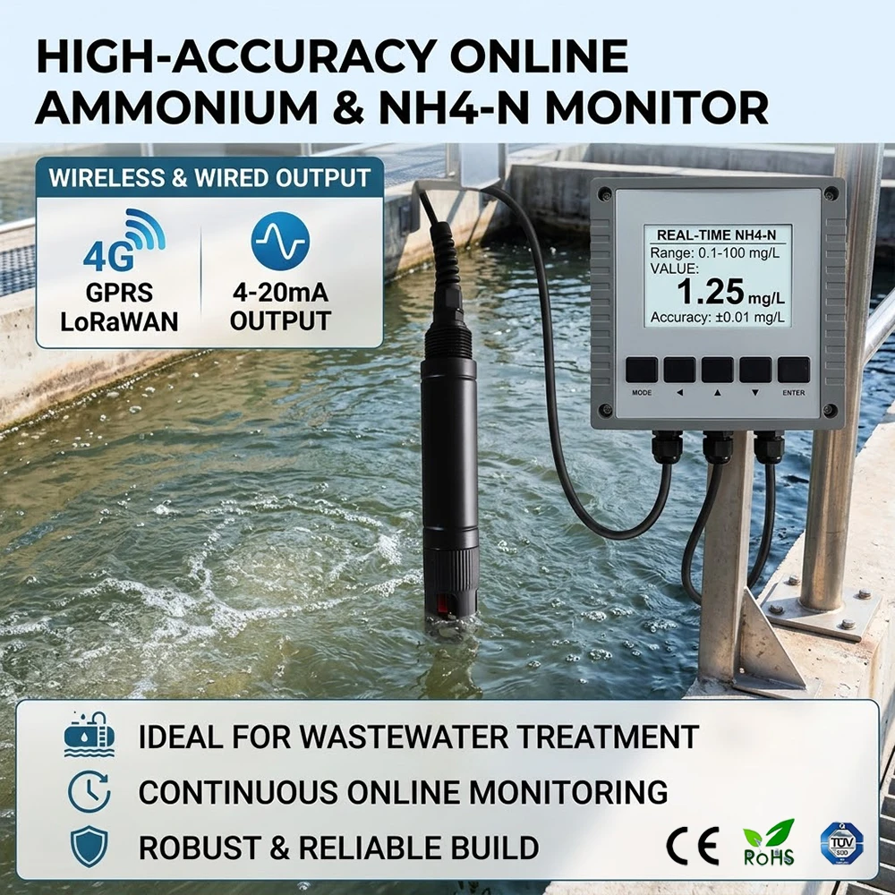 High-precision in-line ammonia sensor, digital NH4-N monitor, ammonia nitrogen sensor with 4-20mA output
High-precision in-line ammonia sensor, digital NH4-N monitor, ammonia nitrogen sensor with 4-20mA output