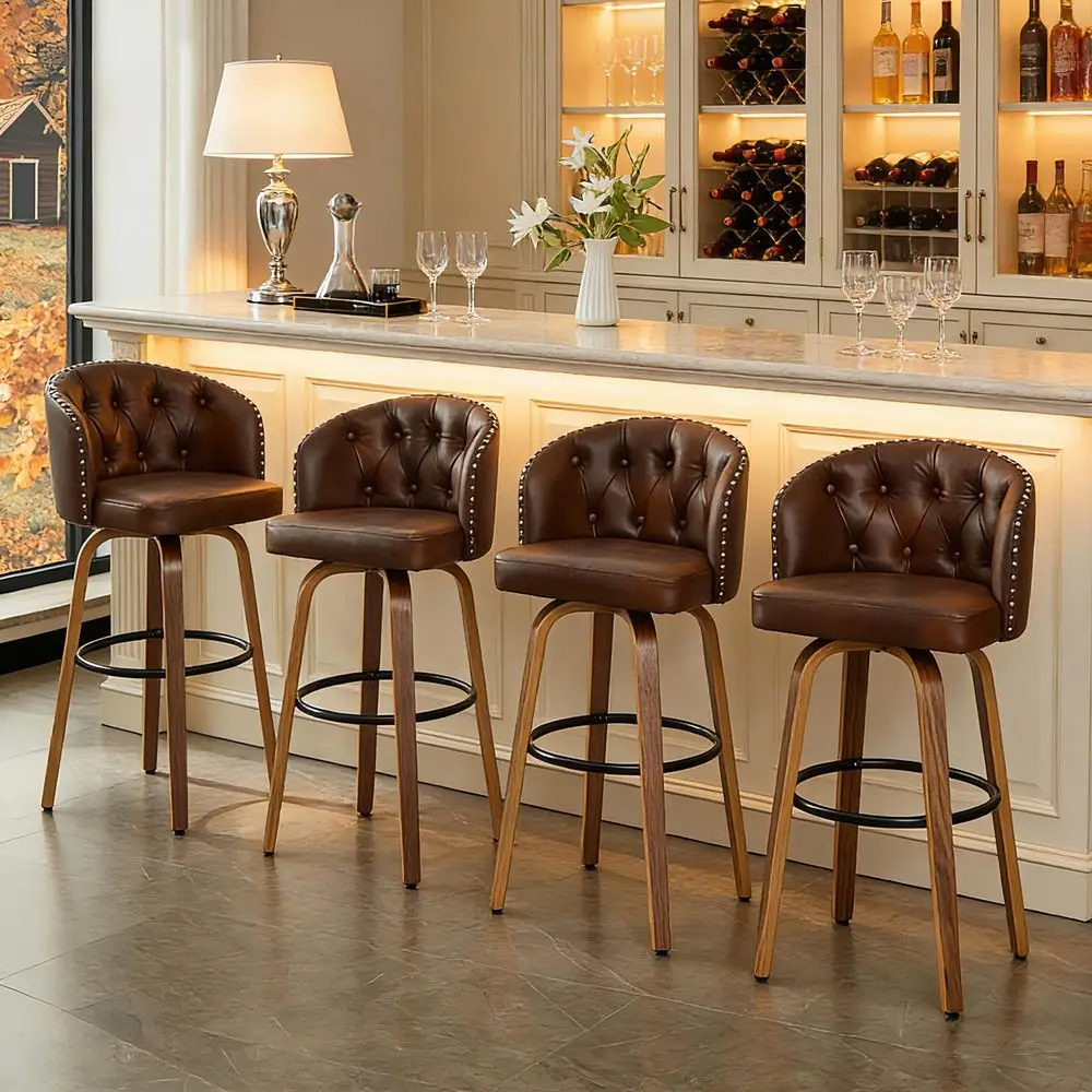 28 H Counter Height Bar Stools Set of 4360Swivel Bar Stools with Back,Seat Height Upholstered Counter Stools with Wood Legs and
28 H Counter Height Bar Stools Set of 4360Swivel Bar Stools with Back,Seat Height Upholstered Counter Stools with Wood Legs and