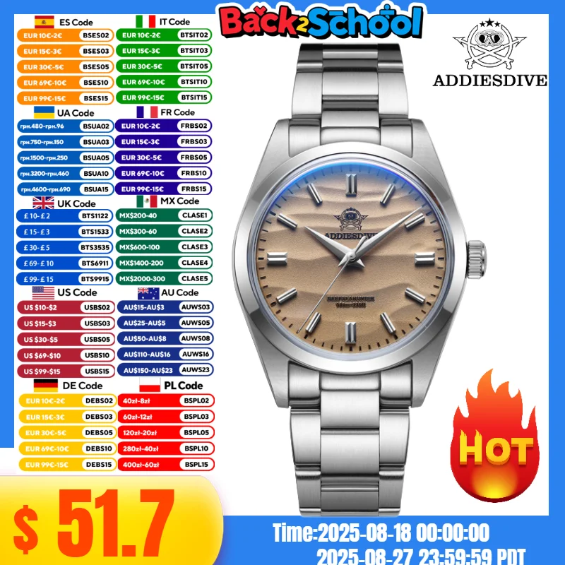 ADDIESDIVE 36mm AD2030 Watch For Men 10Bar Waterproof Bubble Mirror Pot Cover Glass Stainless Stee reloj hombrel Quartz Watches
ADDIESDIVE 36mm AD2030 Watch For Men 10Bar Waterproof Bubble Mirror Pot Cover Glass Stainless Stee reloj hombrel Quartz Watches