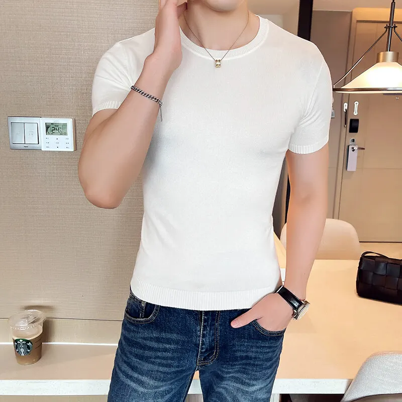 Spring Summer Knitted T Shirts Mens Clothing 2025 Fashion Plain Color Short Sleeve Men's T-Shirt Slim Fit Casual Pullovers Tees
Spring Summer Knitted T Shirts Mens Clothing 2025 Fashion Plain Color Short Sleeve Men's T-Shirt Slim Fit Casual Pullovers Tees