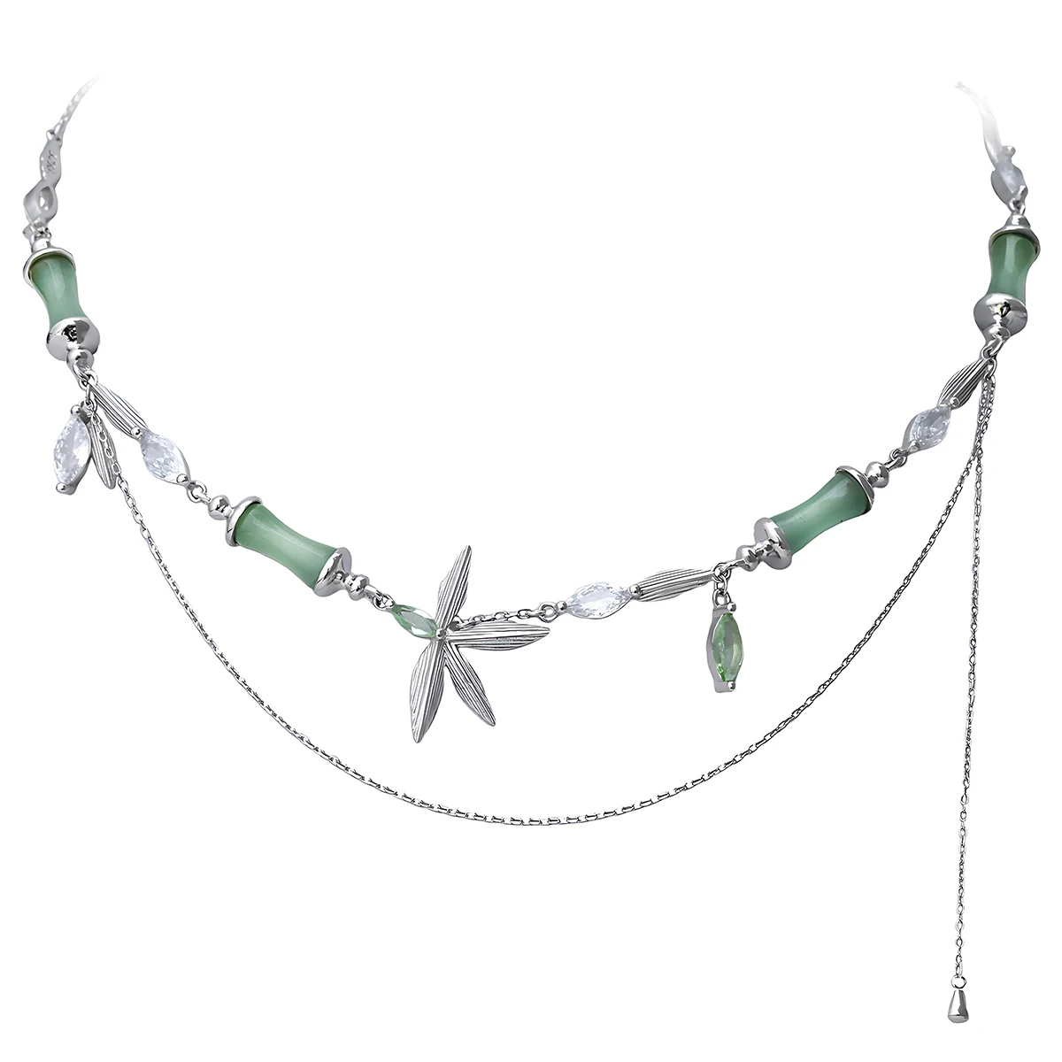 Оригинальный минималистичный дизайн: прохладный, изысканное и универсальное ожерелье из стерлингового серебра 925 пробы с листьями бамбука и стрекозой.
Оригинальный минималистичный дизайн: прохладный, изысканное и универсальное ожерелье из стерлингового серебра 925 пробы с листьями бамбука и стрекозой.