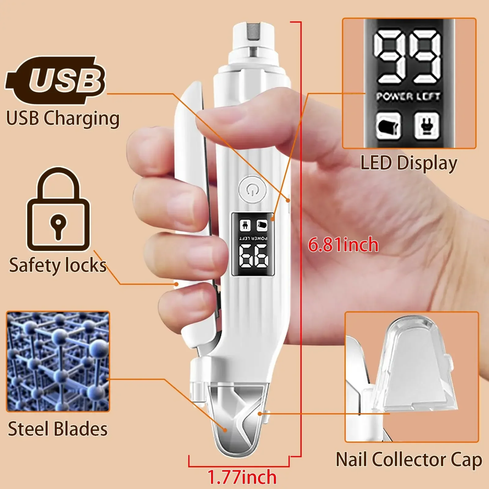 Pet Nail Grinder Prevent Injury Low Noise, Dog Nail Clipper with LED Light, Electric Nail Clipper with Display USB Rechargeable
Pet Nail Grinder Prevent Injury Low Noise, Dog Nail Clipper with LED Light, Electric Nail Clipper with Display USB Rechargeable