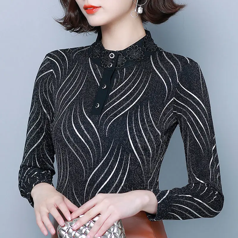 Spring Autumn Fashion Line Printed Shirt Chic Half High Collar Embroidery Female Clothing Slim Casual Button Long Sleeve Blouse
Spring Autumn Fashion Line Printed Shirt Chic Half High Collar Embroidery Female Clothing Slim Casual Button Long Sleeve Blouse